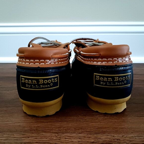 Bean Boots by LL Bean Women's 8 Navy Brown Leather Low Rubber Moc Toe Duck - Picture 7 of 9